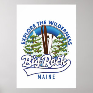 Big Rock Maine ski travel log Poster
