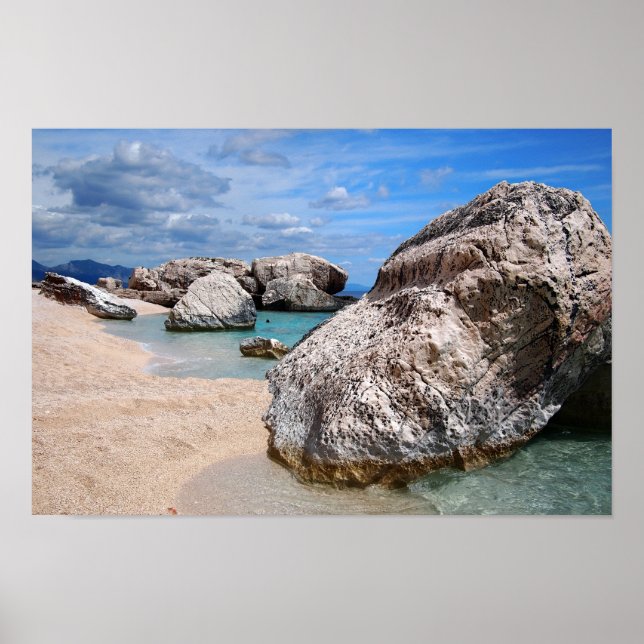 Big rocks at Cala Mariolu beach in Sardinia poster (Front)