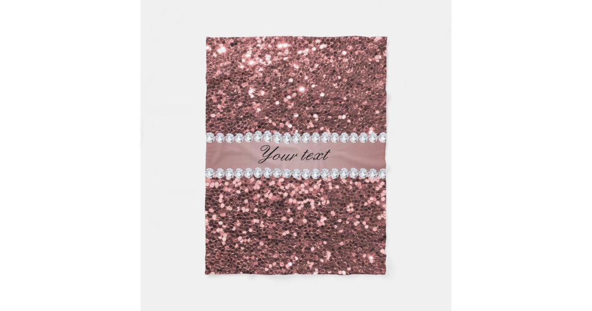 Big Rose Gold Faux Glitter and Diamonds Fleece Blanket Zazzle