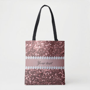 Big Rose Gold Faux Glitter and Diamonds Tote Bag