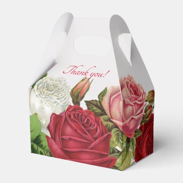 Big Roses Thank You Party Wedding Favour Box (Front Side)