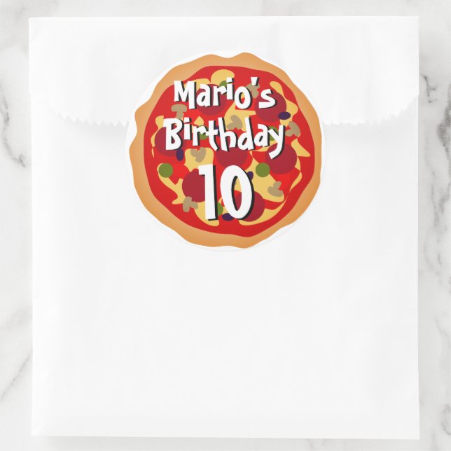 Big round pizza Birthday party stickers (Bag)