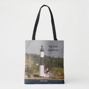 Big Sable Lighthouse all over tote bag