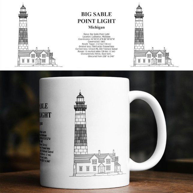 Big Sable Point Lighthouse - Michigan - BD Coffee Mug (Big Sable Point Lighthouse - Michigan - BD. Coffee Mug)