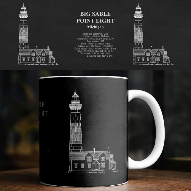Big Sable Point Lighthouse - Michigan – PD Coffee Mug (Big Sable Point Lighthouse - Michigan – PD. Coffee Mug)