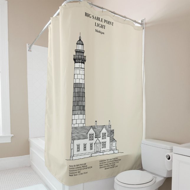 Big Sable Point Lighthouse - Michigan - SBD Shower Curtain (Big Sable Point Lighthouse - Michigan - SBD. Shower Curtain)
