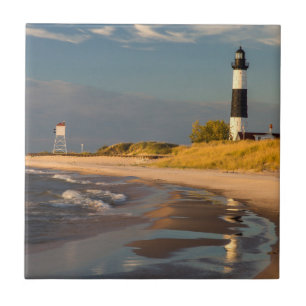 Big Sable Point Lighthouse On Lake Michigan 2 Tile