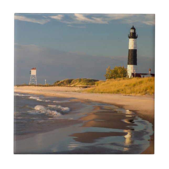 Big Sable Point Lighthouse On Lake Michigan 2 Tile (Front)