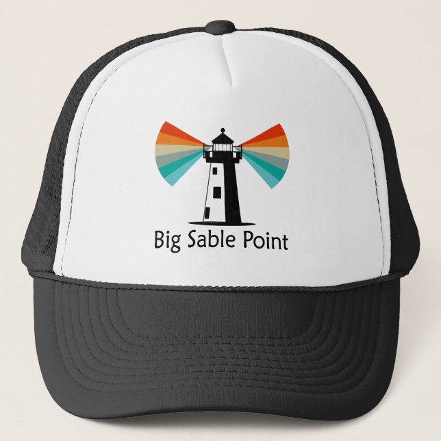Big Sable Point Lighthouse Rainbow Trucker Hat (Front)