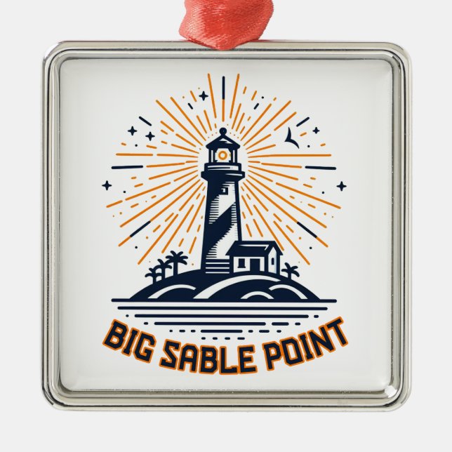 Big Sable Point Lighthouse Sunrise Metal Ornament (Front)