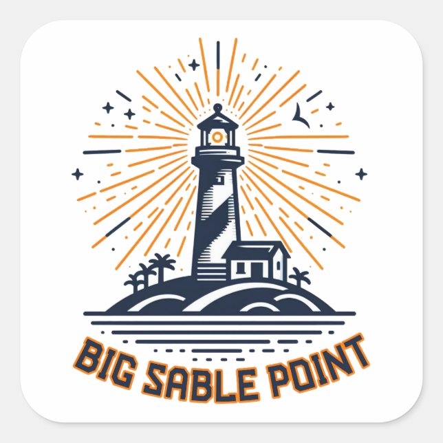 Big Sable Point Lighthouse Sunrise Square Sticker (Front)