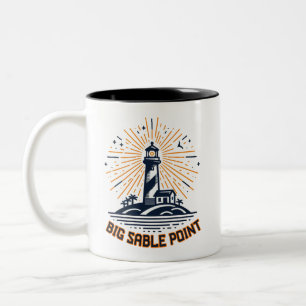 Big Sable Point Lighthouse Sunrise Two-Tone Coffee Mug