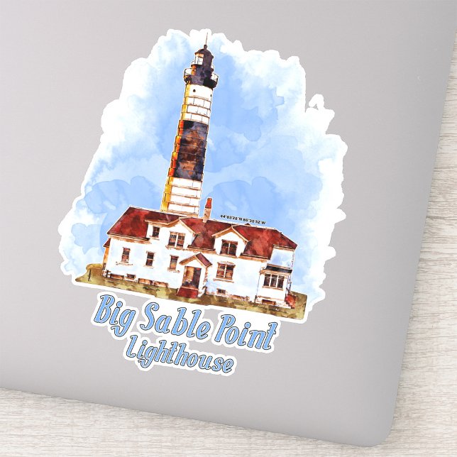 Big Sable Point Lighthouse Watercolor - Michigan (Big Sable Point Lighthouse Watercolor - Michigan. Sticker)