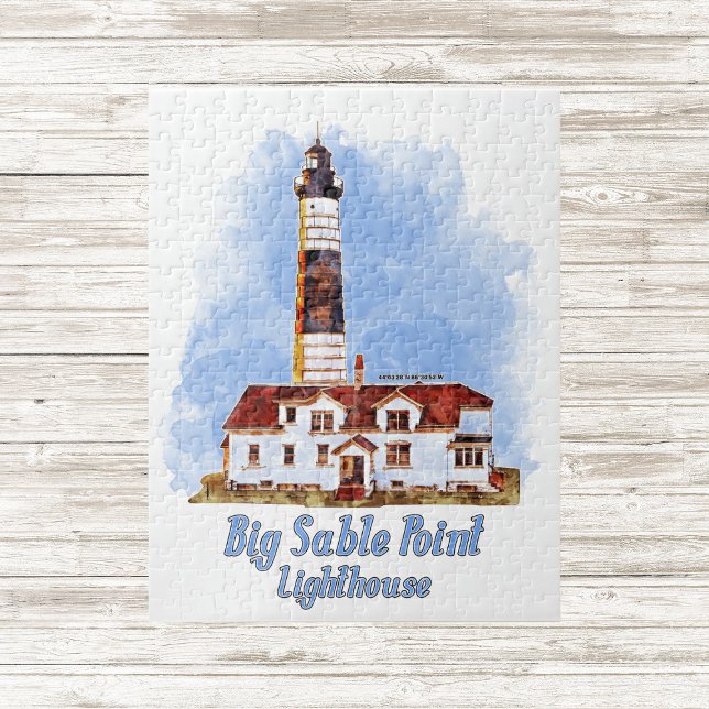 Big Sable Point Lighthouse Watercolor - Michigan Jigsaw Puzzle (Creator Uploaded)