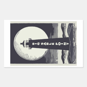 Big Sable Point Michigan Lighthouse Moon Rectangular Sticker