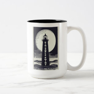 Big Sable Point Michigan Lighthouse Moon Two-Tone Coffee Mug