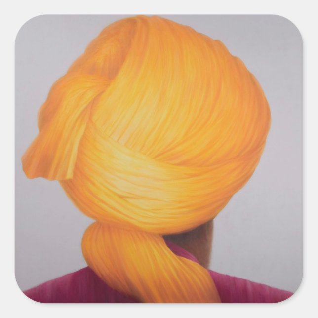 Big Saffron Turban Square Sticker (Front)