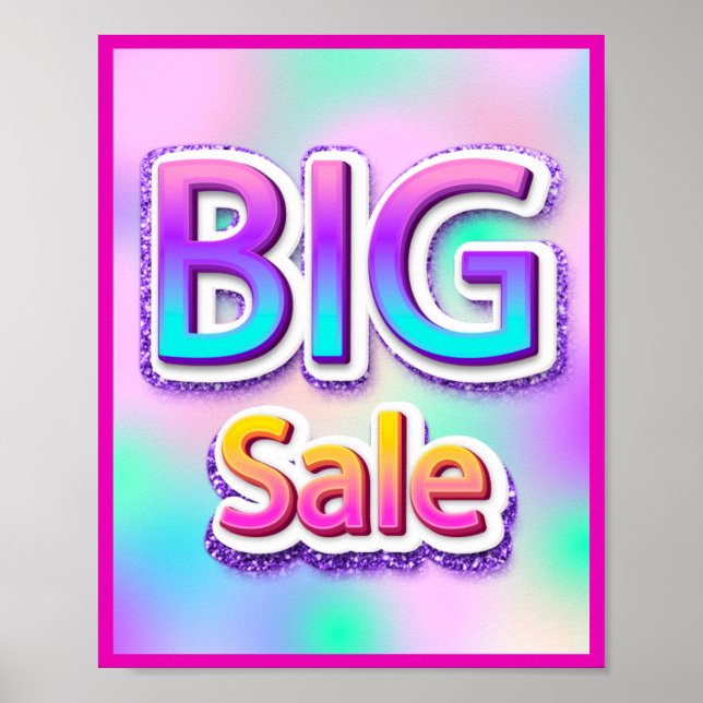Big Sale Pink End Of Season Promotional Glitter Poster (Front)