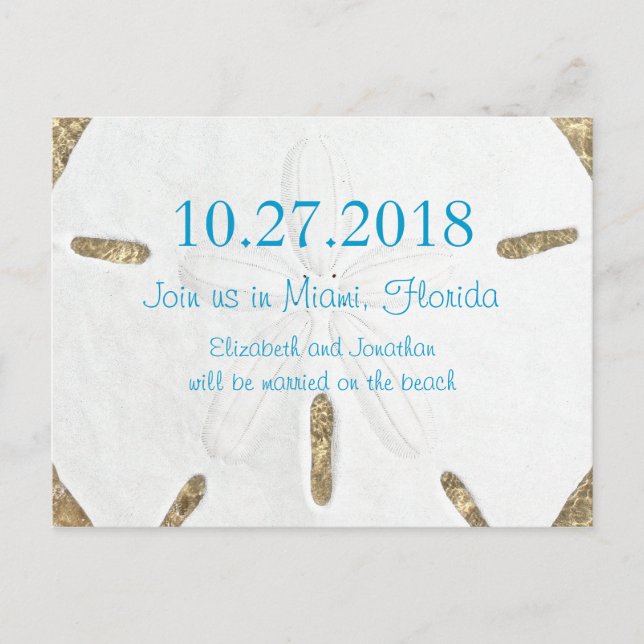 Big Sand Dollar Beach Wedding Announcement (Front)