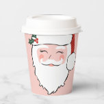 Big Santa Face Christmas Paper Cups<br><div class="desc">A large Pink and red  Santa face on a light pink background.</div>