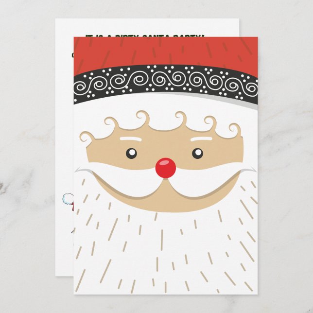 Big Santa Face Dirty Santa Gift Exchange Party Invitation (Front/Back)