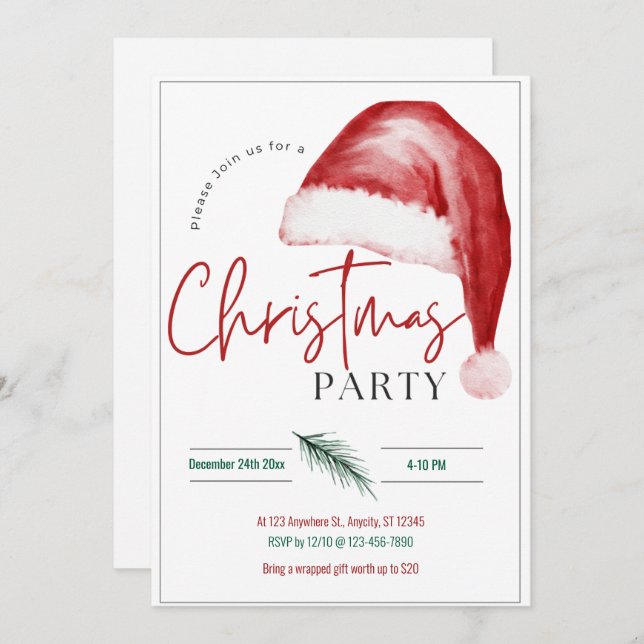 Big Santa Hat Christmas Party Invitation (Front/Back)