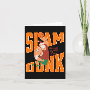 Big Santa Slam Dunk Basketball Christmas  Card
