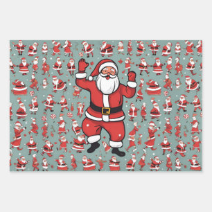 Big Santa Wrapping Paper Flat Sheet Set of 3