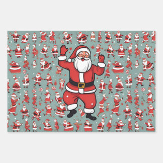 Big Santa Wrapping Paper Flat Sheet Set of 3