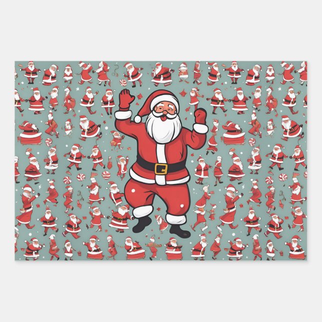 Big Santa Wrapping Paper Flat Sheet Set of 3 (Front)