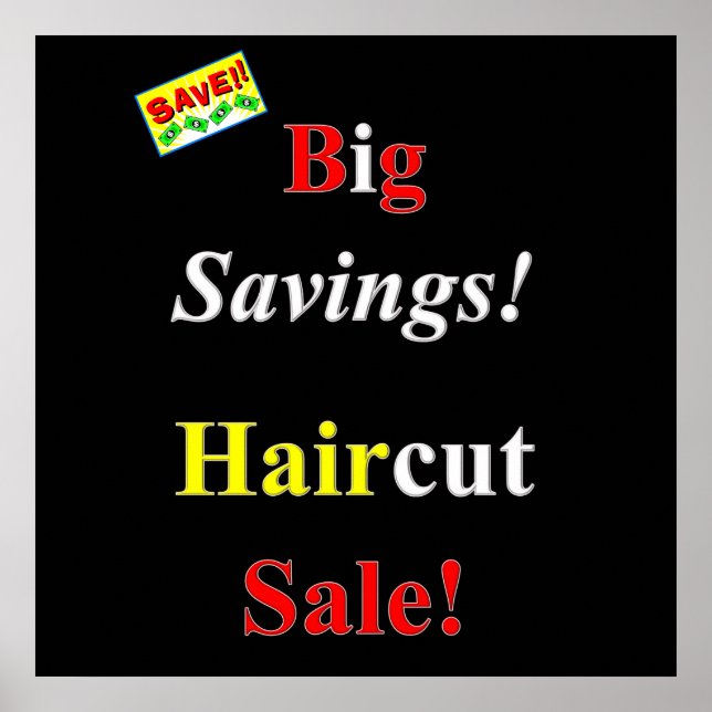 Big Savings Haircut Sale Poster Matte (Front)