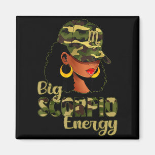 Big Scorpio Energy Black Woman Camo Cap Hat Zodiac Magnet