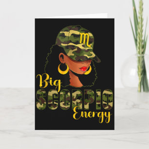 Big Scorpio Energy Camouflage Black Woman Cap Zodi Card