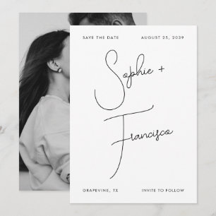 Big Script Bride & Groom Names Minimalist Wedding Save The Date