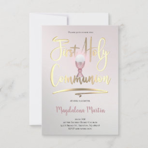 big script First Holy Communion Invitation