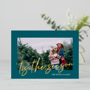 Big Script Foil Single Photo Holiday Card