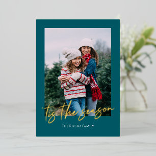 Big Script Foil Single Photo Holiday Card