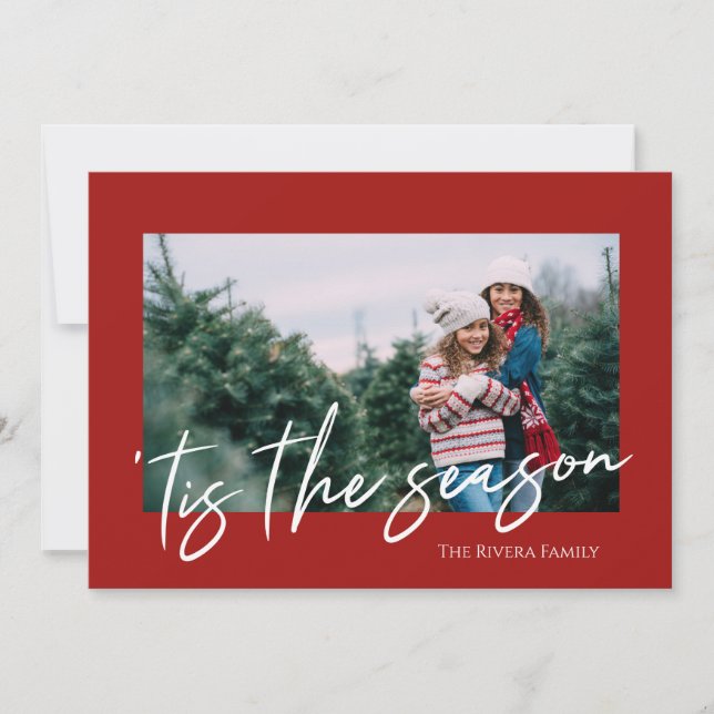 Big Script Single Photo Holiday Card (Front)