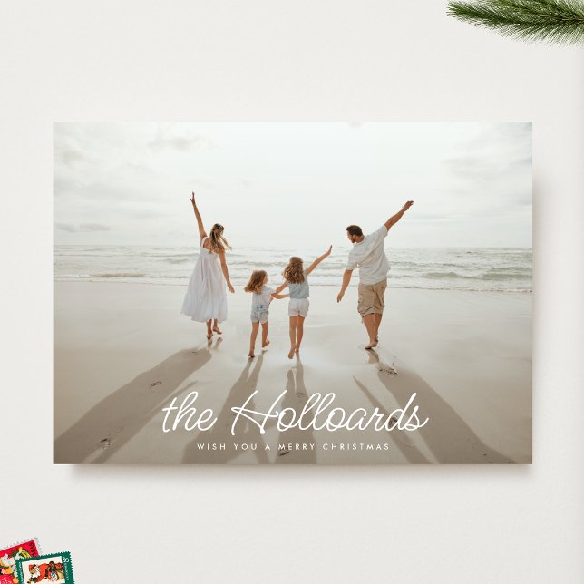 Big Script Your Custom Name | Christmas Photo Holiday Card (Creator Uploaded)