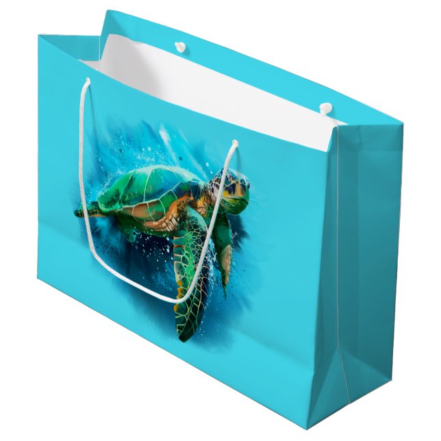 Big sea turtle large gift bag (Front Angled)