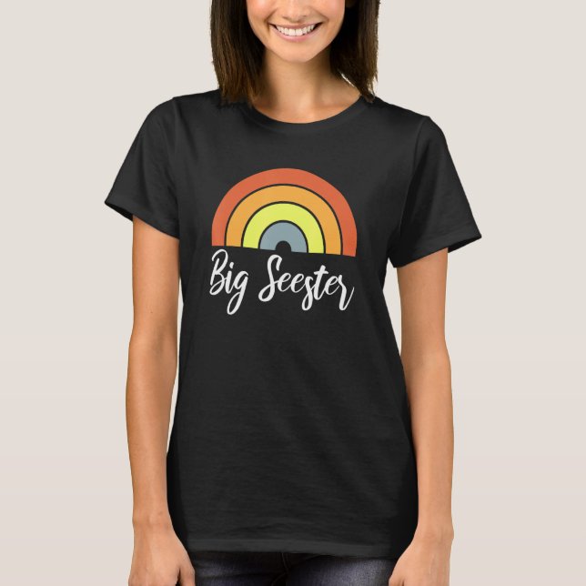 Big Seester Funny Sister Sibling Reveal Announceme T-Shirt (Front)