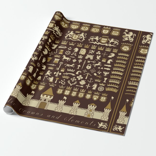 Big set of heraldic elements.  wrapping paper (Unrolled)