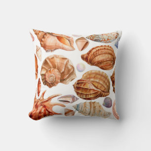 big set of seashells on an isolated white backgrou cushion