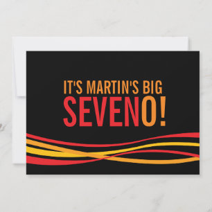 Big SevenO! simple ribbon birthday invite