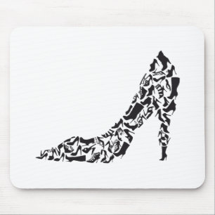 big shoe with different shoe silhouettes mouse pad