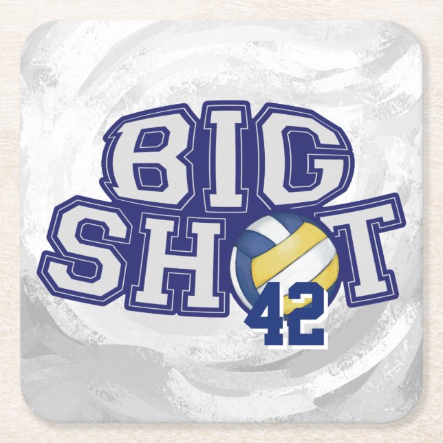 Big Shot Volleyball Square Paper Coaster (Front)