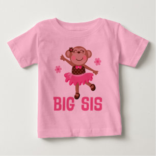 Big Sis Ballerina Monkeys Girls Ruffle T-shirt