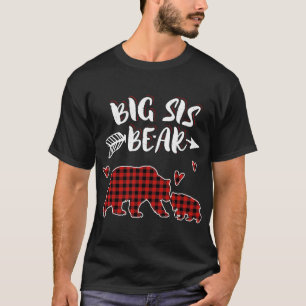 Big Sis Bear Xmas Red Plaid Matching Family Christ T-Shirt