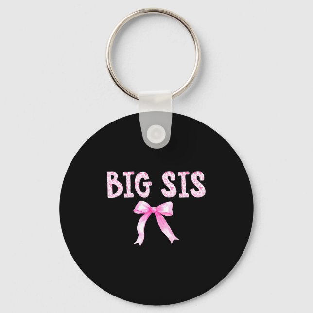 Big sis birthday squad matching coquette bow key ring (Front)