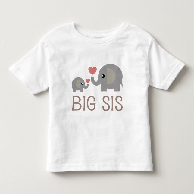 Big Sis Elephant Heart Toddler T-Shirt (Front)